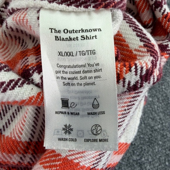 Outerknown Blanket Shirt Womens XL/XXL Plaid Flannel Warm Organic Cotton *STAINS - Picture 2 of 16